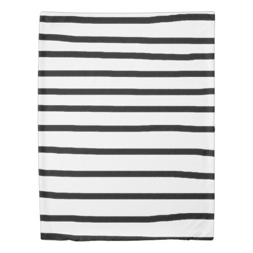Black  White Watercolor Hand Drawn Lines  Duvet Cover