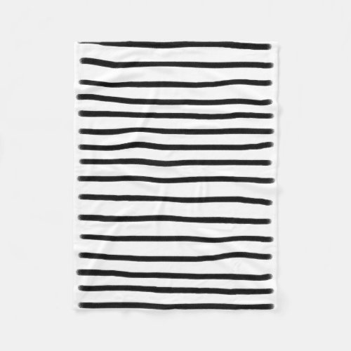 Black  White Watercolor Hand Drawn Lines  Fleece Blanket