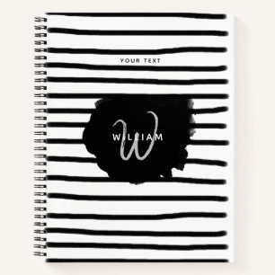 Black & White Watercolor Hand Drawn Lines Notebook