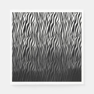 Black White Watercolor Ombre Zebra Print Napkins