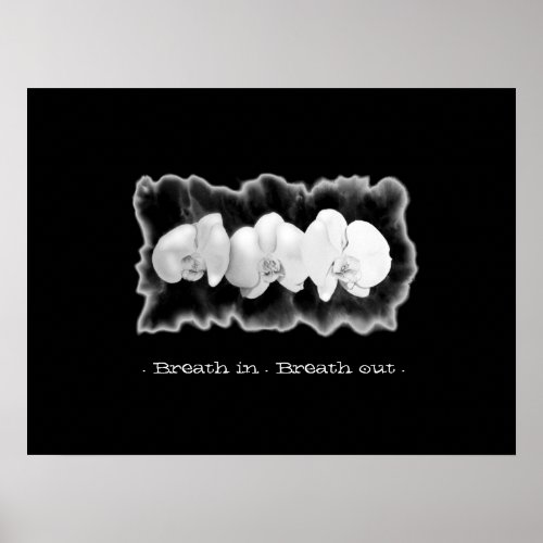 Black white watercolor orchids painting   poster