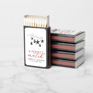Black White Watercolor Ornaments Holiday Party Matchboxes