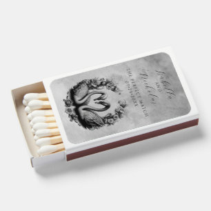 Black & White Watercolor Swan Lake Wedding Favor Matchboxes