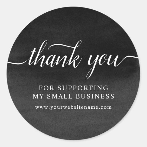 Black White Watercolor Thank You For Your Order Classic Round Sticker