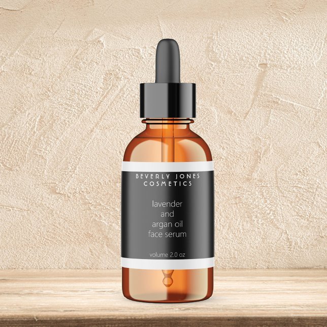 Black & White Waterproof Cosmetics Dropper Bottle Labels (Creator Uploaded)