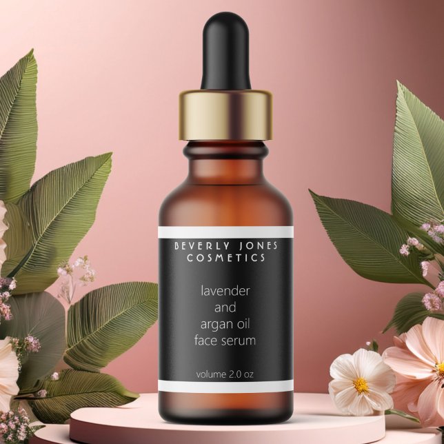 Black & White Waterproof Cosmetics Dropper Bottle Labels (Creator Uploaded)