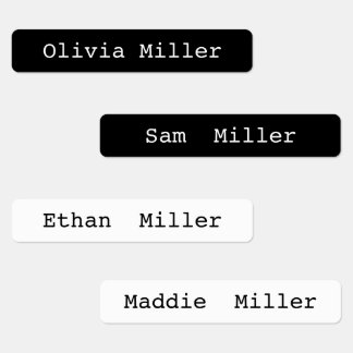 Black white waterproof name labels school daycare