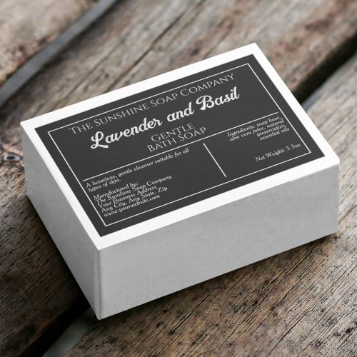 Black  white waterproof soap product label