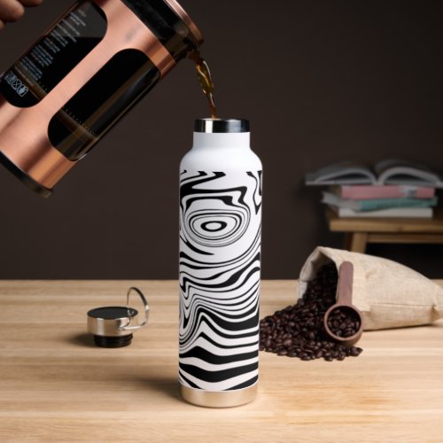 Black White Waves Modern Design Your Colors Water Bottle
