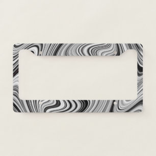 Black & White Wavy Abstraction License Plate Frame