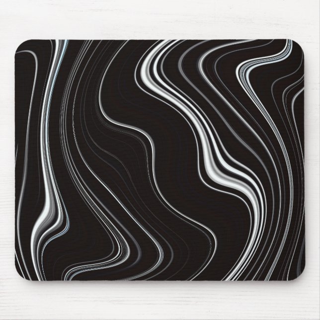 Black & White Wavy Abstraction Mouse Pad (Front)