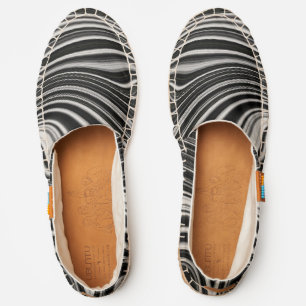 Black & White Wavy Agate Abstraction Espadrilles