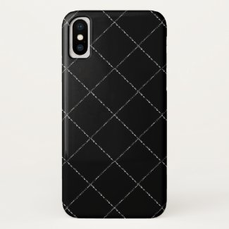 Black White Wavy Diamond Check iPhone X Case