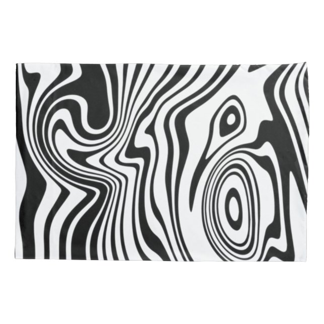 Black White Wavy Stripe Pillow Case (Back)