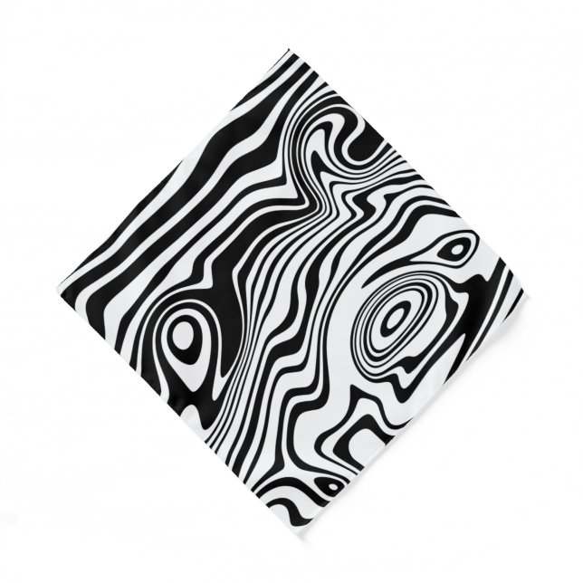 Black White Wavy Striped Bandana Choose Colors (Front)