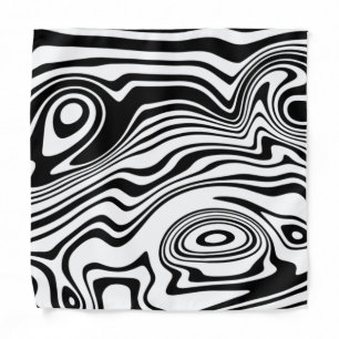 Black White Wavy Striped Bandana - Custom Color