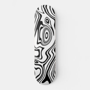 Black White Wavy Striped Skateboard Choose Colors