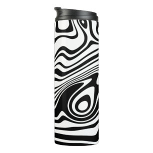 Black White Wavy Striped Thermal Tumbler