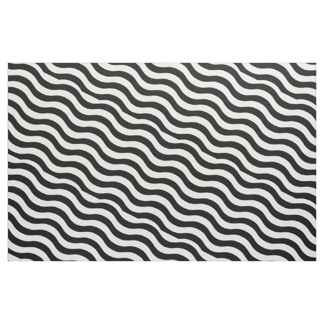 Black White Wavy Stripes Fabric (Yard)