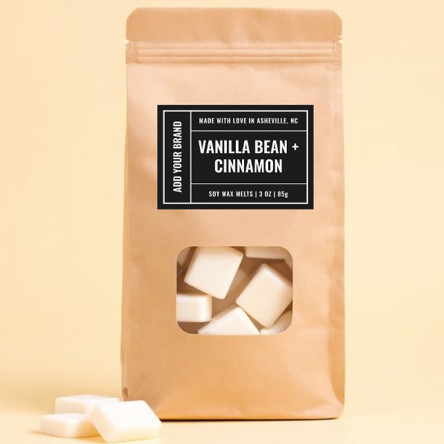 Black White Wax Melt Minimalist Modern 3x2" Label  (Creator Uploaded)