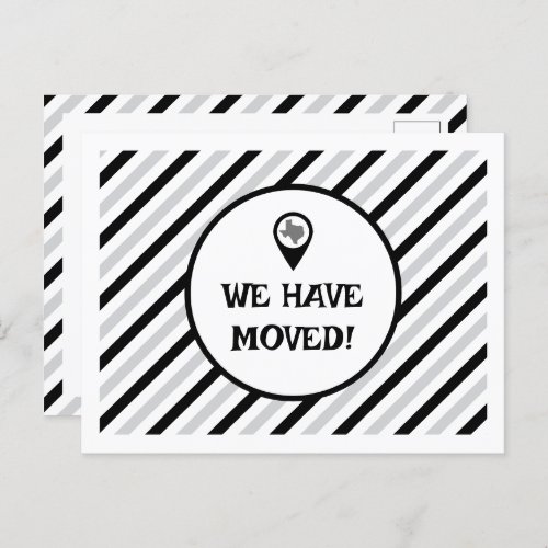 Black  White We Have Moved Striped Moving  Postcard