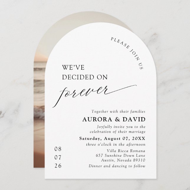 Black & White We’ve Decided On Forever Wedding Invitation (Front/Back)