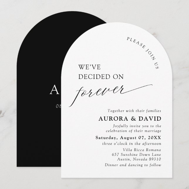 Black & White We’ve Decided On Forever Wedding Invitation (Front/Back)