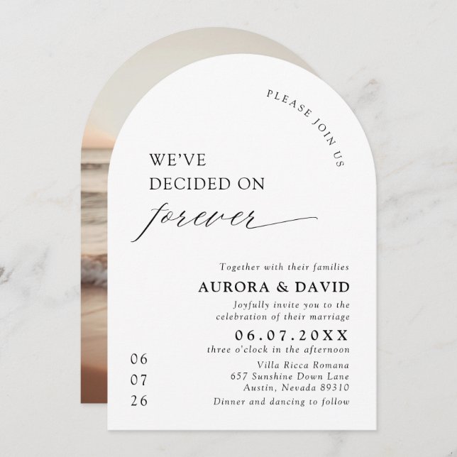 Black & White We’ve Decided On Forever Wedding Invitation (Front/Back)