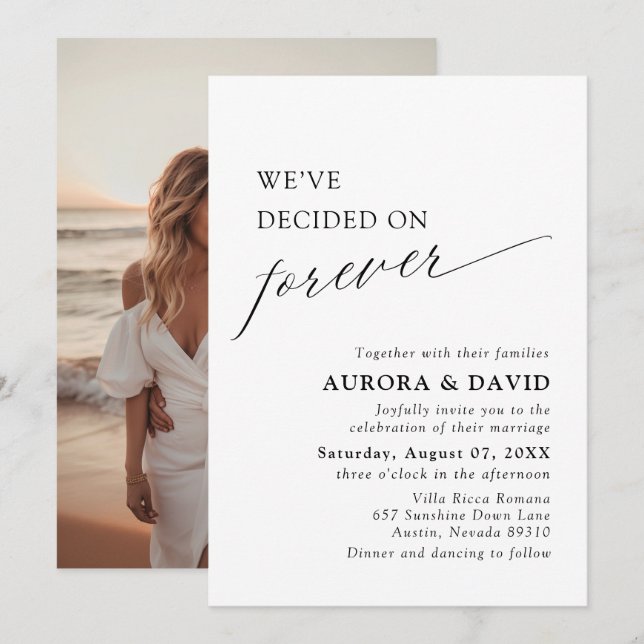 Black & White We’ve Decided On Forever Wedding Invitation (Front/Back)