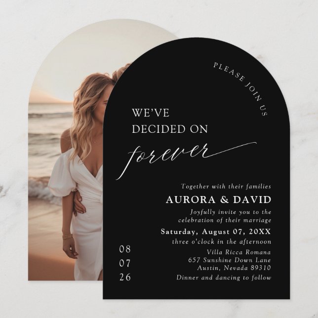 Black & White We’ve Decided On Forever Wedding Invitation (Front/Back)