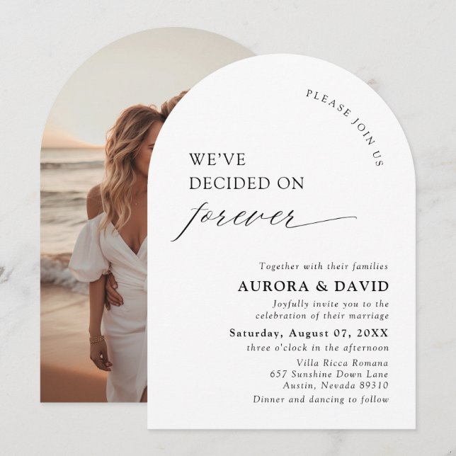 Black & White We’ve Decided On Forever Wedding Invitation (Front/Back)