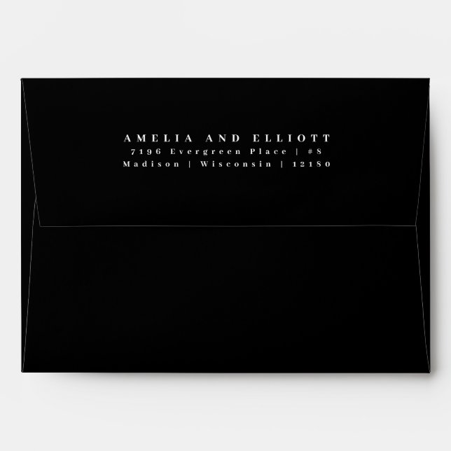 Black White Wedding 5x7 Pre Printed Invitation Envelope (Back (Top Flap))