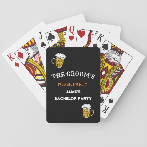 Black White Wedding Bachelor Party Groomsmen Favor Poker Cards