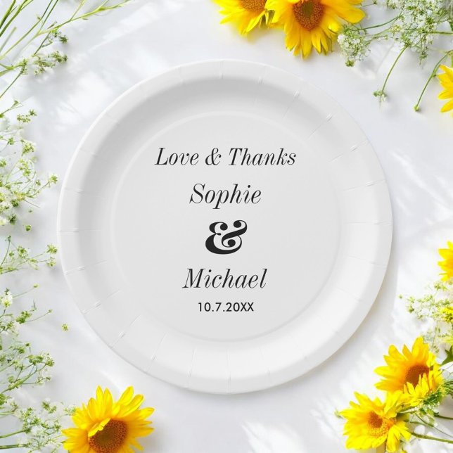 Black White Wedding Bride Groom  Paper Plates (Creator Uploaded)