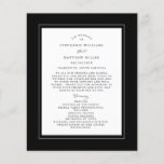 Black & White Wedding Ceremony Chic Budget Program<br><div class="desc">Black & white budget wedding program design features a beautiful chic border in sophisticated black that includes an elegant petite white border. Personalize wedding ceremony details for your guests in chic charcoal gray calligraphy lettering and script set on a white background. The back of the card matches with black on...</div>
