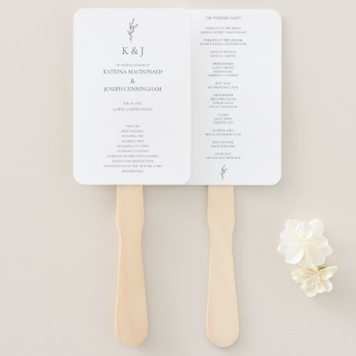 Black  White Wedding Ceremony Minimalist Elegant Hand Fan