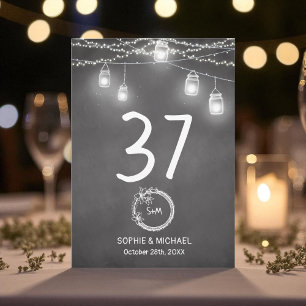 Black White Wedding Chalkboard Table Number