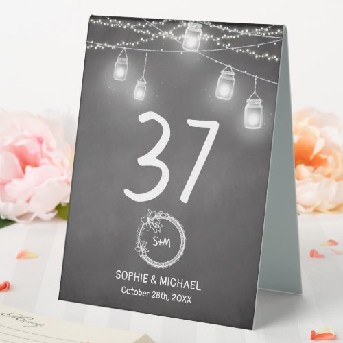 Black White Wedding Chalkboard Table Number Table Tent Sign