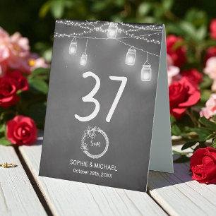 Black White Wedding Chalkboard Table Number Tent
