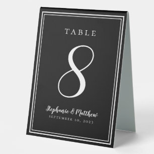 Black & White Wedding Chic Table Number Simple Tent