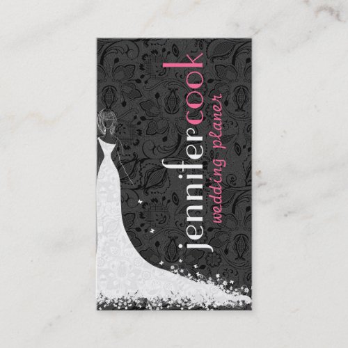 Black &amp; White Wedding Dress &amp; Vintage Lace 2a Business Cards