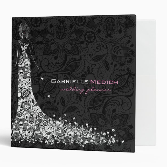 Black & White Wedding Dress & Vintage Lace Binder (Front/Inside)