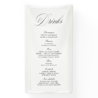 Black & White Wedding Drinks Bar Menu Banner