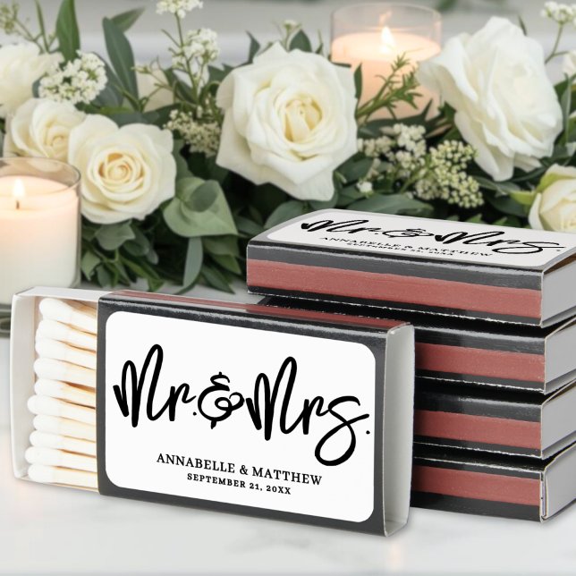 Black White Wedding Favor Matchboxes (Black White Wedding Favor Matchboxes)