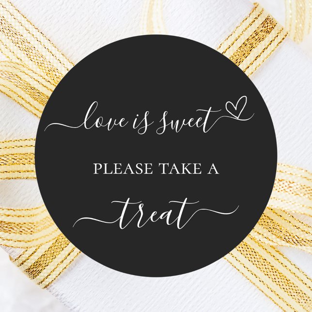 Black white wedding favor treat classic round sticker (Creator Uploaded)