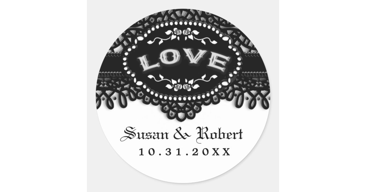 Black &amp; White Wedding Gothic LOVE Envelope Label | Zazzle