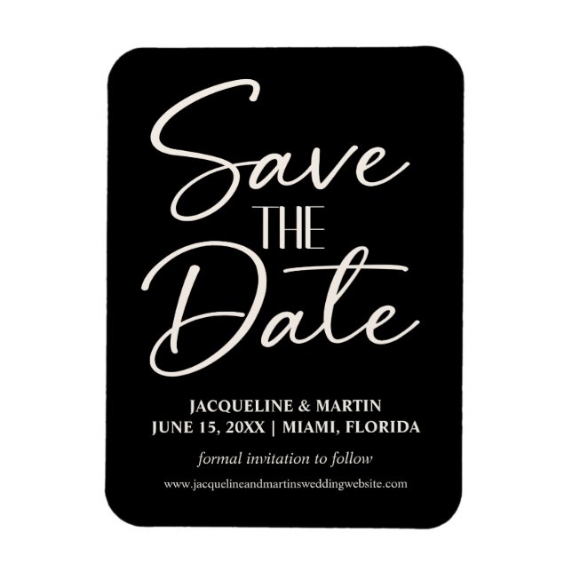 Black White Wedding Hand-lettered Cursive Website Magnet (Vertical)