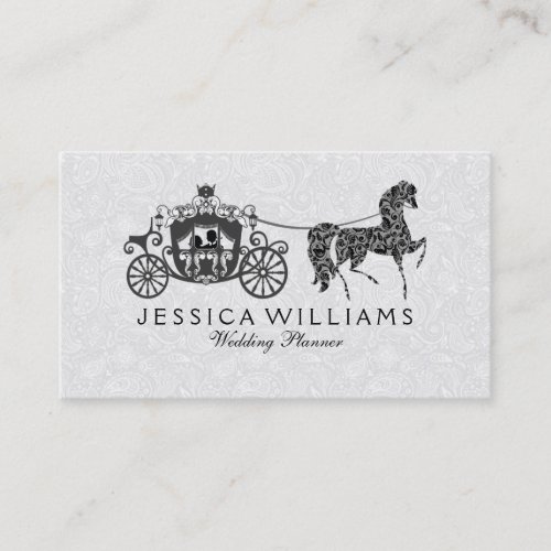 Black  White Wedding Horse  Carriage Business Card