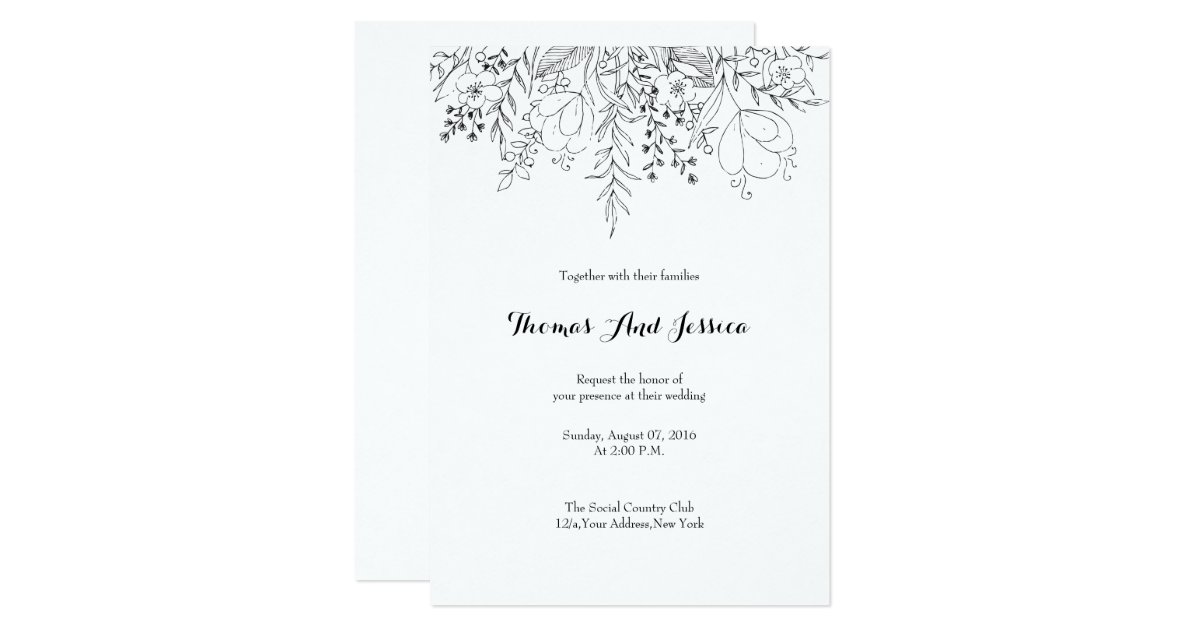 Black & White Wedding Invitation Card | Zazzle.com