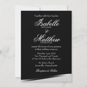 Black & White Wedding Invitation, Modern Border Invitation